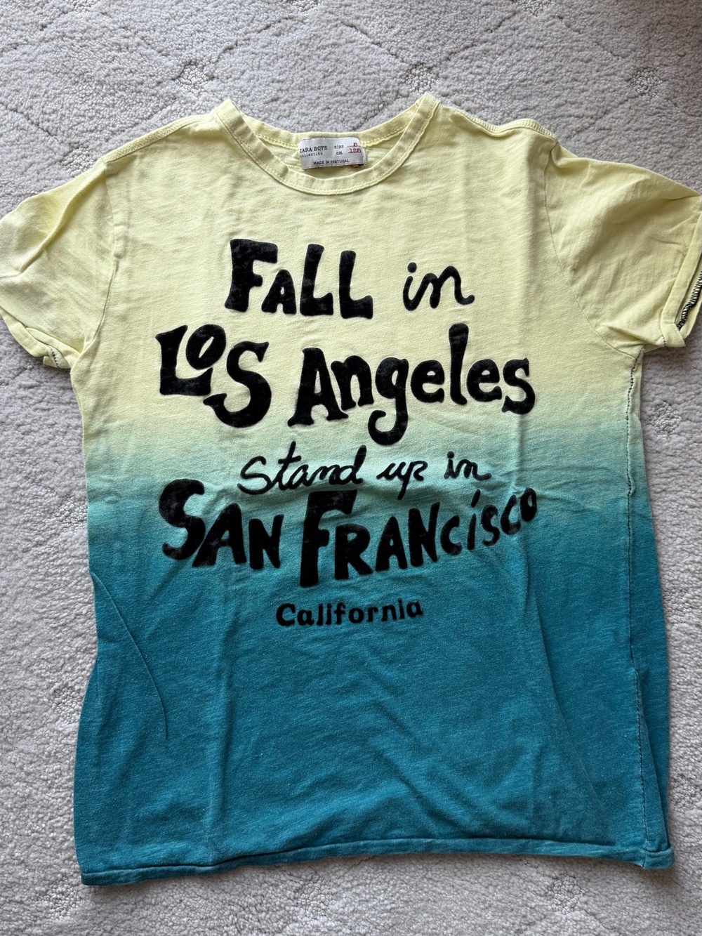 Zara boys collection Kids' Ombre California Graphic Tee ,Yellow & Blue/ green 8